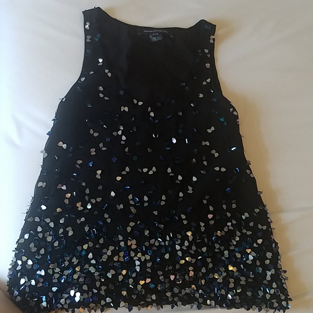 French connection blue sequin top